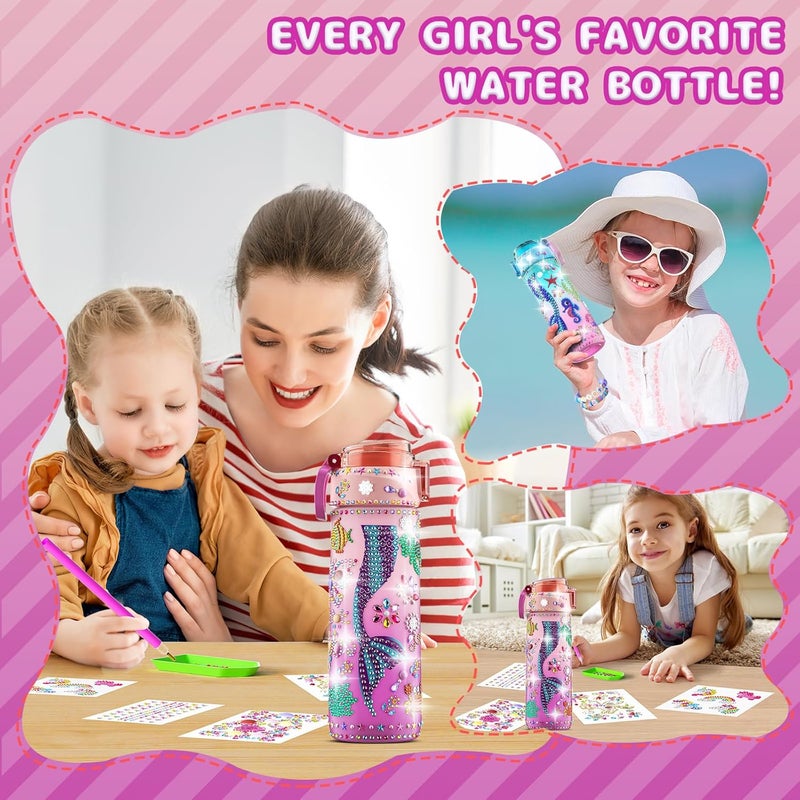 BOOH Decorate Your Own Water Bottle Kits for Girls Age 4-12, Fun Arts and Crafts for Girls Age 4-12, Friendship Bracelet Kit & Mermaid Tail Toys for Ages 6-12, Birthday Gifts Christmas School - Image 4